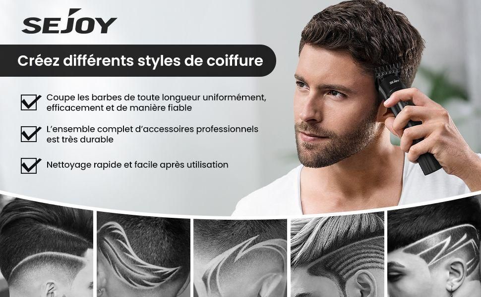 Tondeuse  Barbe Et Cheveux Sejoy Professionnelle Homme Sans Fils, Tondeuse... - 6