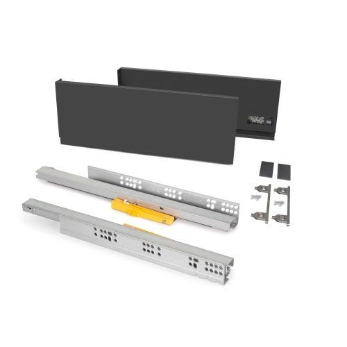 Tiroir en kit avec push synchro - côtés métal 178 mm - 40 kg - L 350 mm - gris - Vertex 3D EMUCA
