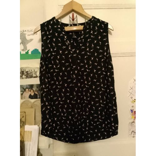 Top Noir Motifs Roses 42 Xl Jean Pascale.