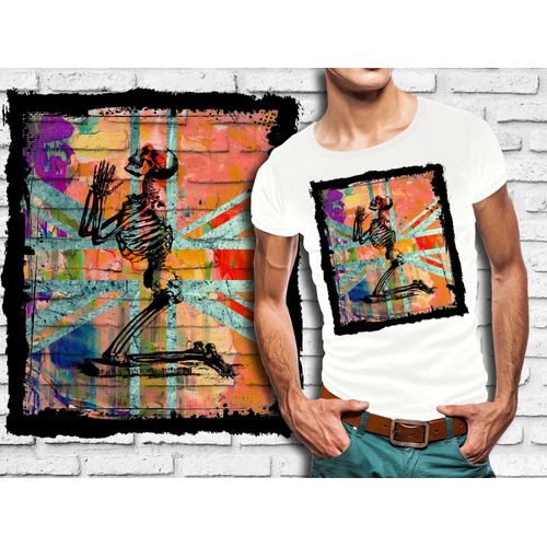 T-Shirt Blanc Homme Tete De Mort Skull Design 613