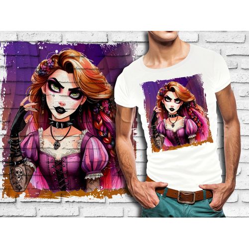 T-Shirt Blanc Homme Princesse Punk Rock Raiponce 679