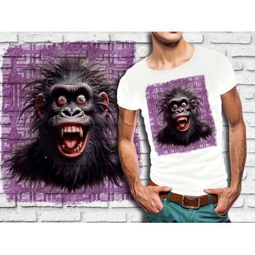 T-Shirt Blanc Homme Humour Singe Drole Destroy Crazy Monkey 794