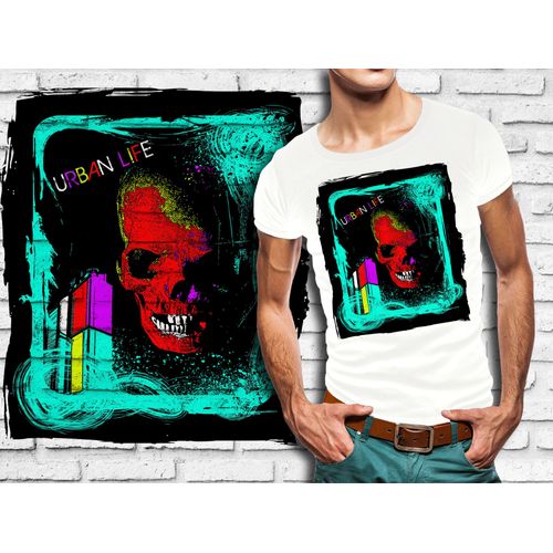 T-Shirt Blanc Homme Tete De Mort Skull Design 597