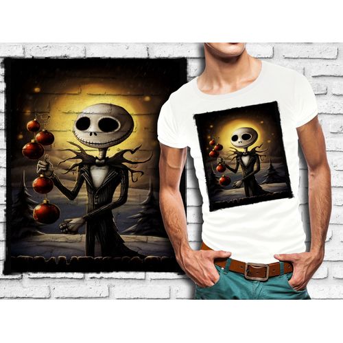 T-Shirt Blanc Homme Style Burton Mr Jack Skellington 686