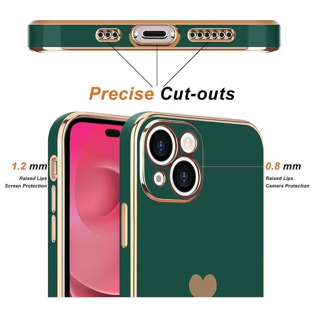 Coque Silicone Iphone 14 Vert Nuit Antichoc Motif CUr + 2 Protecteurs D'ec... - 2