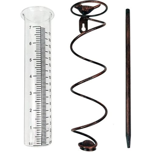 Pluviomètre décoratif, tube en verre en métal en spirale avec figurine d¿oiseau, étanche à l¿eau et à la poussière