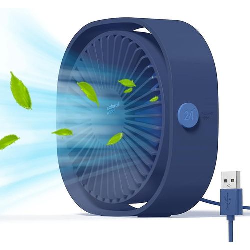 Ventilateur USB Mini Ventilateur Portable Ventilateur Silencieux Ventilateur de bureau 3 vitesses réglables Alimenté par USB, pour la maison et le bureau (Bleu)-CE