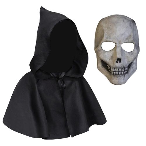 Halloween Squelette Couverture Faciale Horreur Latex Face Cover Avec Cape Halloween Party Cosplay Costume Dress Up Props Bar Décors