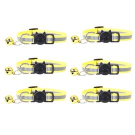 Conception Réfléchissante Colliers De Chat Réglables 20-32cm Plus De Sécurité Boucle De Sécurité À Dégagement Rapide Avec Cloche (Jaune-6pcs)