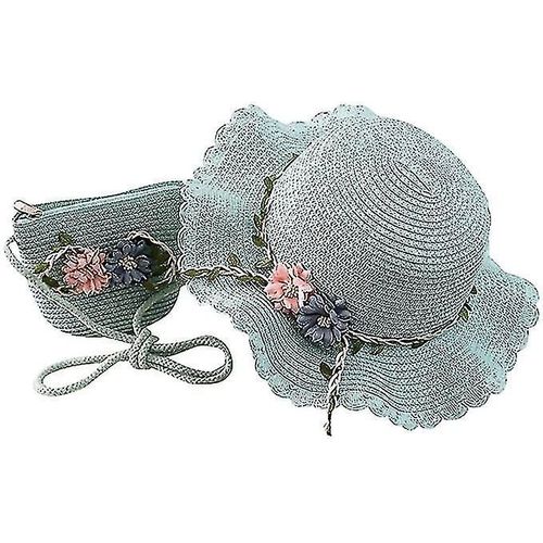 2-8 Ans Filles Chapeau De Paille Chapeau De Touriste Chapeau De Soleil Et Petit Sac Set
