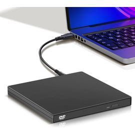 Lecteur CD DVD externe, lecteur de disque optique portable USB 2.0, lecteur CD RW, lecteur DVD pour ordinateur portable, ordinateur de bureau, Mac, Windows 11/10/8/7, Mac, Linux OS