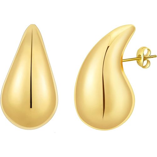Boucles D'oreilles Créoles Épaisses En Or Pour Femme, Légères En Forme De Goutte D'eau, Créoles Creuses Ouvertes, Hypoallergéniques, Plaquées Or, Bijoux Tendance Pour Femmes Et Filles