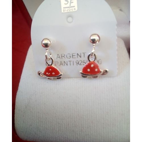 Boucles D'oreilles Tortues En Argent Emaillé