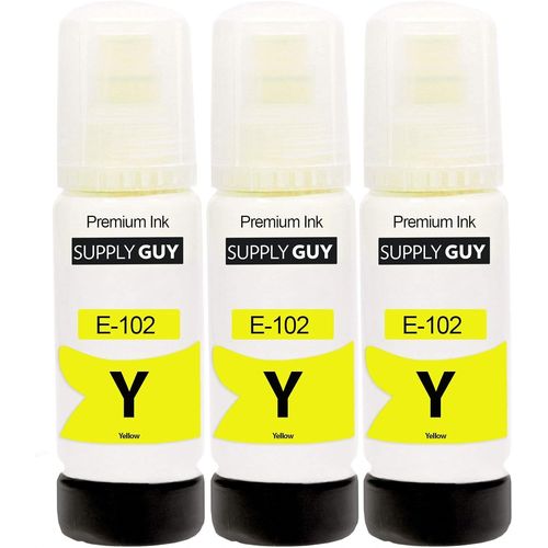 Encre Compatible avec Epson 102 Jaune pour EcoTank ET 2700 2750 2751 2756 3700 3700 3750 4750 (3X 70ml)