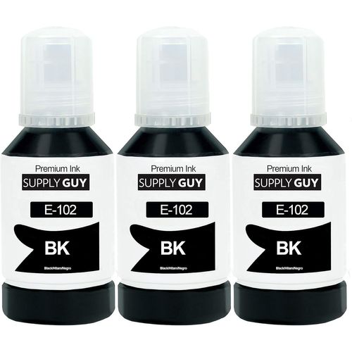 Encre Compatible avec Epson 102 Noir pour EcoTank ET 2700 2750 2751 2756 3700 3700 3750 4750 (3X 127ml)