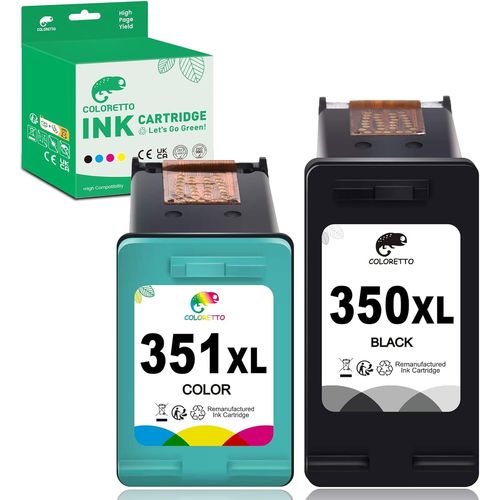 350XL 351XL Cartouche d'encre Remanufacturées pour HP Cartouche 350 351 XL DeskJet D4260 D4360 D4280 PhotoSmart C4210 C5250 C4270 C4280 C4380 C5280 OfficeJet J5780 6415 J5740 Noir et Couleur