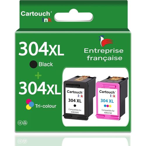 304XL - Pack de 2 Cartouches d'encre Compatible pour HP 304 XL - pour Cartouche HP 304 (1 Noire + 1 Couleurs)