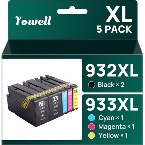 932XL 933XL Lot de 5 cartouches d'encre compatibles avec HP 932 933 XL pour HP Officejet 6100 6600 6700 7510 7610 7612 7110