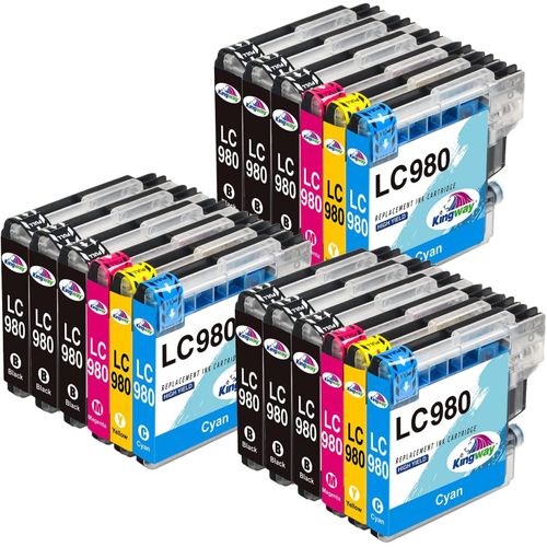 Kingway LC980 LC1100 Cartouche d'encre Compatible avec Brother LC980 LC1100 pour Brother DCP195C 145C 165C 185C 6690CW 375CW MFC 250C 5890CN 490CW 5895CW 6490CW 255CW 490CW 6890CDW 290C (18 Pack)