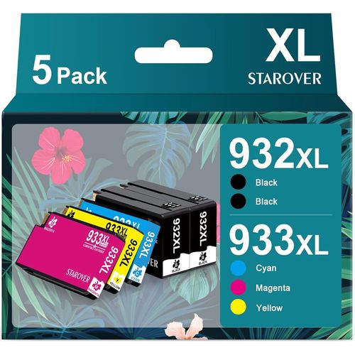 932XL 933XL Remplacement des Cartouches d'encre compatibles pour HP 932XL 933XL pour HP Officejet 6100 6600 6700 7110 7510 7610 7612 (Pack de 5)