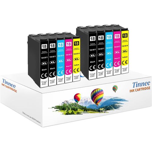 10 Paquet 18XL Cartouches d'encre, Remplacer Les Expression 18XL 18 XL Cartouches, Compatible avec Epson Expression Home XP-205 XP-215 XP-225 XP-305 XP-312 XP-315 XP-322 XP-325