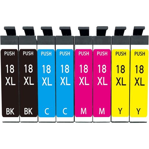 18XL Cartouches d'encre Compatibles avec EPSON 18 18XL (2 Noir, 2 Cyan, 2 Magenta, 2 Jaune), pour Expression Home XP-205 XP-215 XP-225 XP-302 XP-305 XP-402 XP-405 XP-412 XP-422
