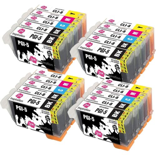 Remplacement pour Canon PGI-5 CLI-8 Cartouches d'encre 20 Pack, Utiliser avec Canon iP4200 iP4300 iP4500 iP5200 iP5200R iP5300 MP500 MP600 MP600R MP610 MP800 MP810 MP830 MX850