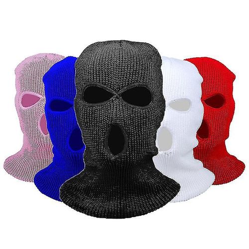 3hole Tricoté Complet Couverture Faciale Masque De Ski Hiver Cagoule Chaude Tricot Masque Complet