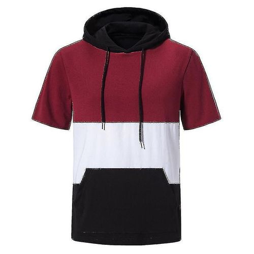 Hommes Manches Courtes Été Tops Casual Sport T Shirts Patchwork Blouse