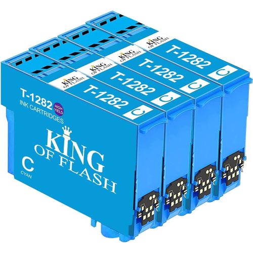 4 x Cyan pour Epson T1282 Cartouches d'encre Compatible pour Epson Stylus SX125 SX235W SX130 S22 SX445W SX438W SX435W SX425W