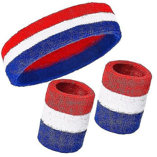 Sweatband Set Sports Headband Wrist Striped Sweatbands Terrycloth Sports Training Basketball Wristband Headbands Moisture Wicking Sweat Absorbing Head