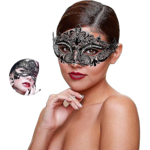 Masque De Mascarade Pour Femmes, Fête Vénitienne En Strass Brillant, Masque En Métal De Bal De Bal De Bal Avec Bandes Élastiques