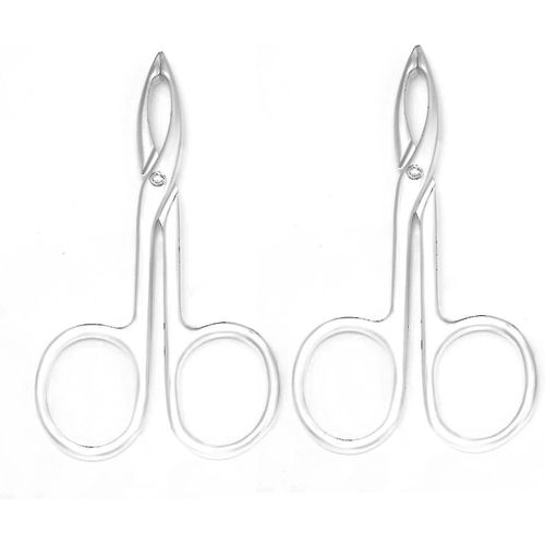 2 Pièces Pince À Épiler Scissor Poignée Straight Tip Ciseaux En Forme De Sourcils Tweezers Pour Hair Plucker Remover Facial Hair Hairbrows Care (Argent) 