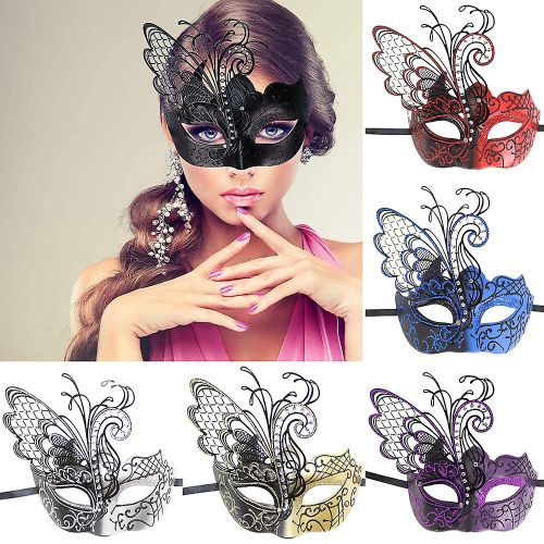 Mascarades Masque Pour Femmes Papillons Strass Métal Vénitiens Femmes Masque Pour Mardi Gras Party