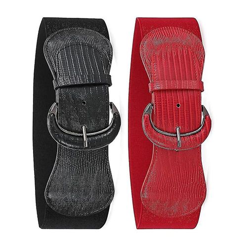 2 Pcs Femmes Stretchy Large Ceinture Ceinture Pour Robe Dames Ceinture Élastique Crochet Boucle