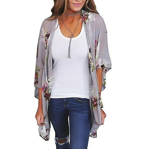 Femmes Floral Kimono Cardigan Tops Shawl Cover Up Veste