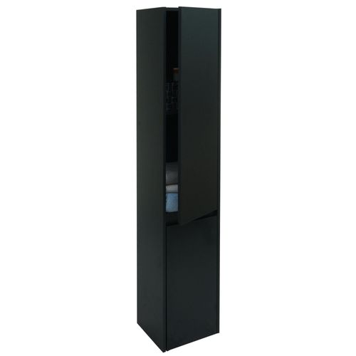 Armoire Suspendue Hwc-L86, Armoire De Salle De Bain Highboard Hochschrank, Mvg Mélamine 2 Portes 3 Compartiments 160x33cm   Noir