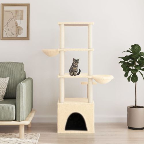 Vidaxl Arbre À Chat Avec Griffoirs En Sisal Crème 147 Cm