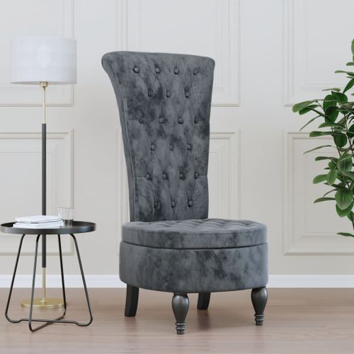 Vidaxl Chaise À Dossier Haut Gris Foncé Velours Conception De Bouton