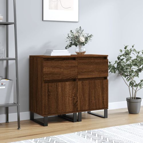 Vidaxl Buffets 2 Pcs Chêne Marron 40x35x70 Cm Bois D'ingénierie