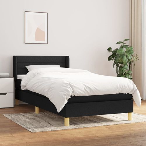 Vidaxl Lit À Sommier Tapissier Avec Matelas Noir 90x190 Cm Tissu
