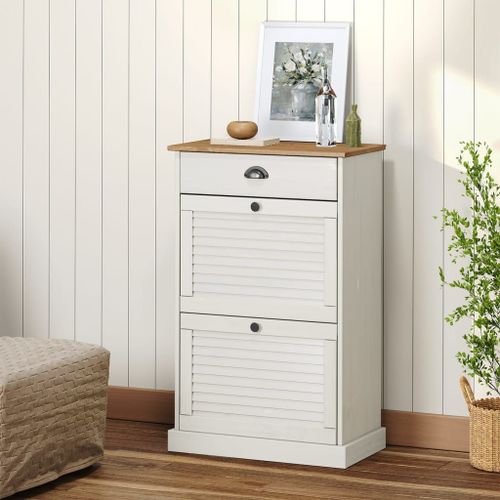 Vidaxl Armoire À Chaussures Vigo 60x35x96 Cm Blanc Bois Massif De Pin