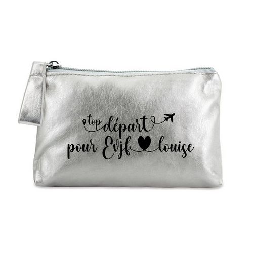 Trousse de maquillage argent pochette depart EVJF personnalisee