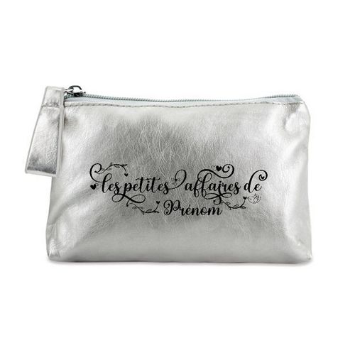 Trousse de maquillage argent pochette les petites affaires personnalisee
