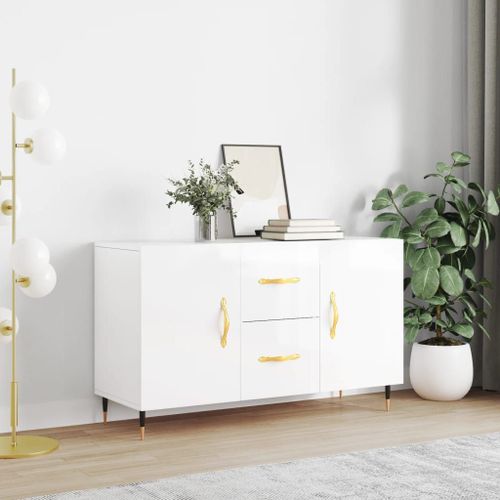 Vidaxl Buffet Blanc Brillant 100x36x60 Cm Bois D'ingénierie