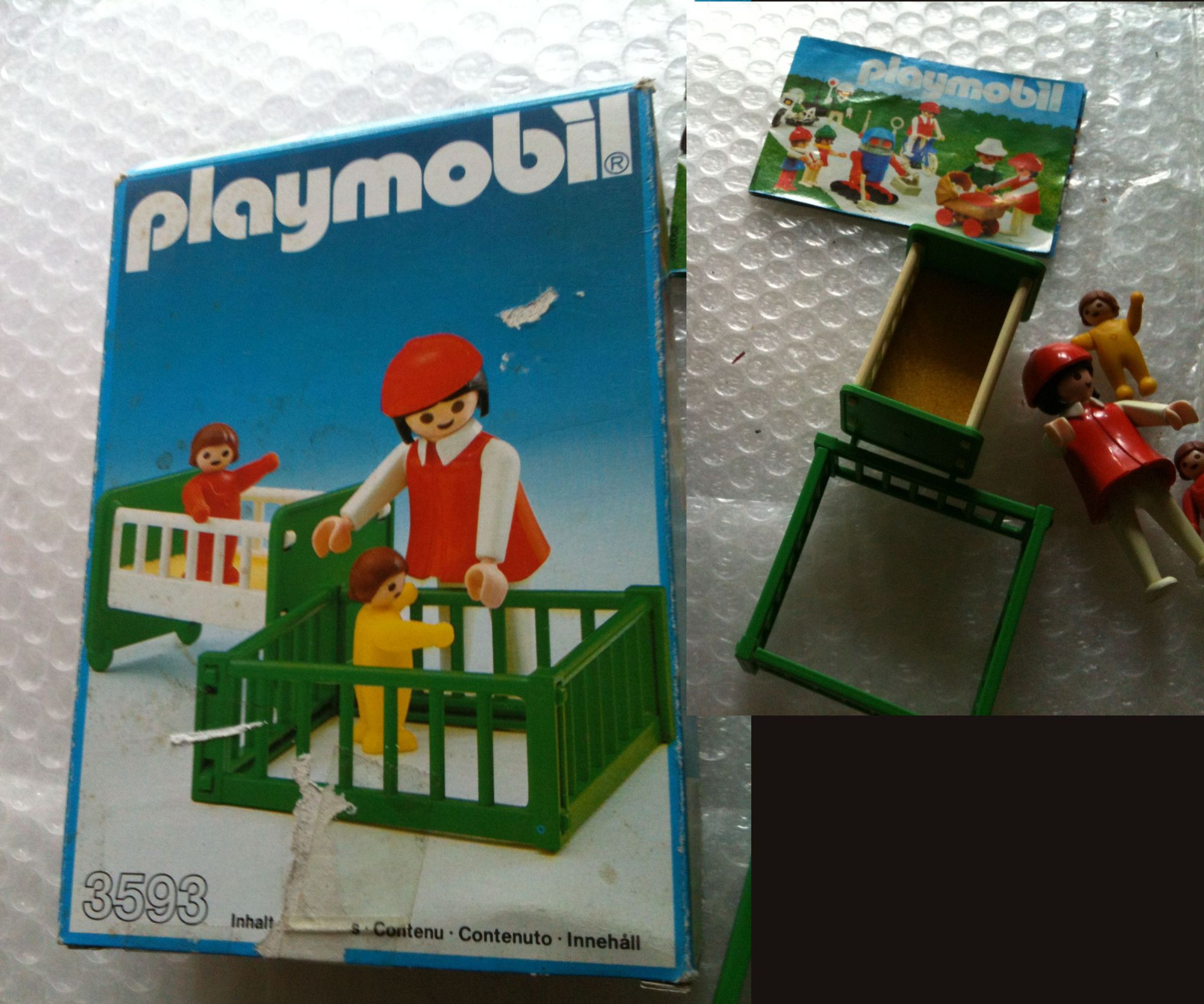 3593 A Maman 2 Bebes Parc Lit Playmobil Rakuten