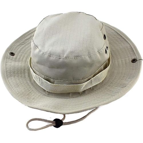 Unisexe Large Brim Bucket Hat Pour La Pêche, Soleil, Uv, Jungle, Camouflage Militaire Pour La Randonnée, Camping, Voyager (Beige)