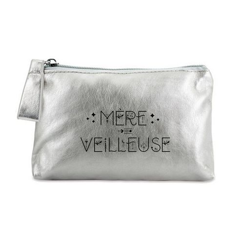 Trousse de maquillage argent pochette maman merveilleuse