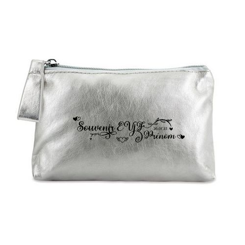 Trousse de maquillage argent pochette souvenir EVJF personnalisee