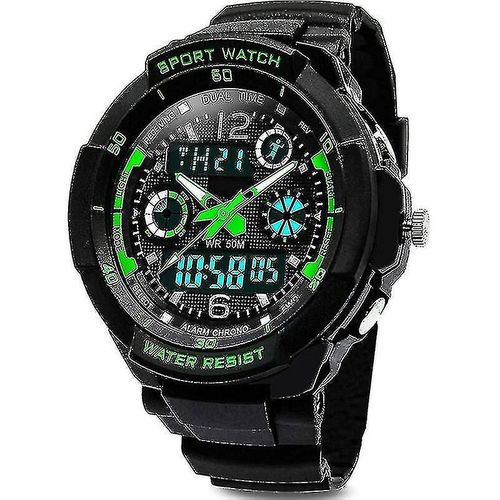 Montres Numériques Pour Enfants Garçons - 50m Imperméable À L¿Eau Sports De Plein Air Montre Analogique Avec Alarme / Minuterie / Double Fuseau Horaire / Lumière Led Pour Enfant